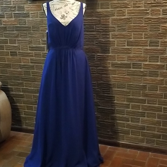 Sz 12 Mediterranean Blue alfred angelo long dress - Picture 1 of 7